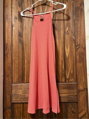 Women's Red Striped Halter Summer Dress